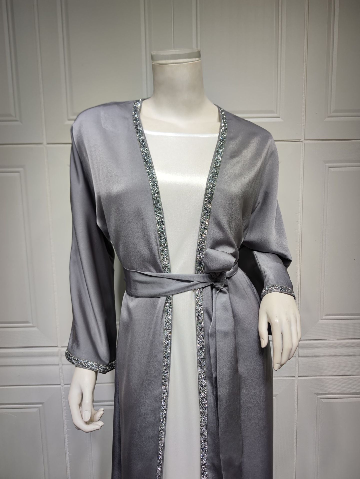 058#Women Sequins Luxury Modest Wear Islamic Clothing Dubai Abaya
