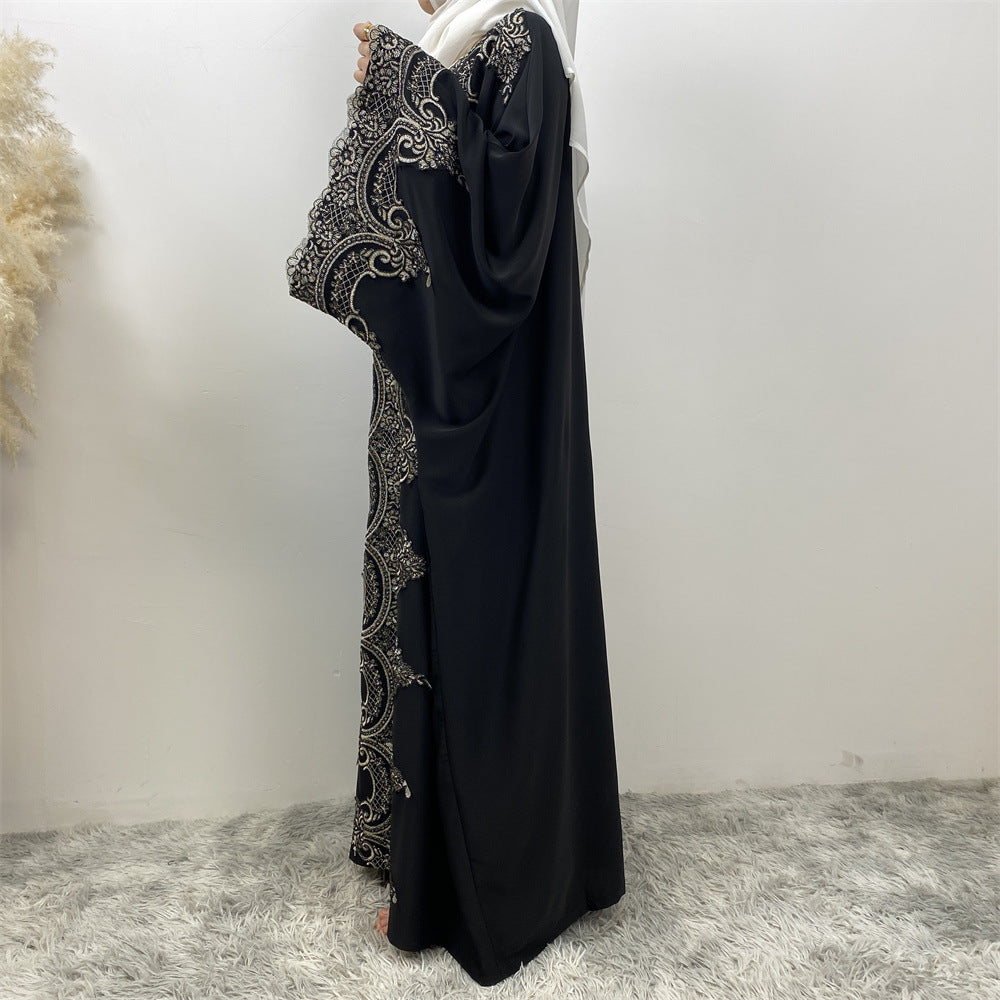1417# Latest Ramadan Abaya For Women Muslim Fashion Luxury Silver Sequin Abaya