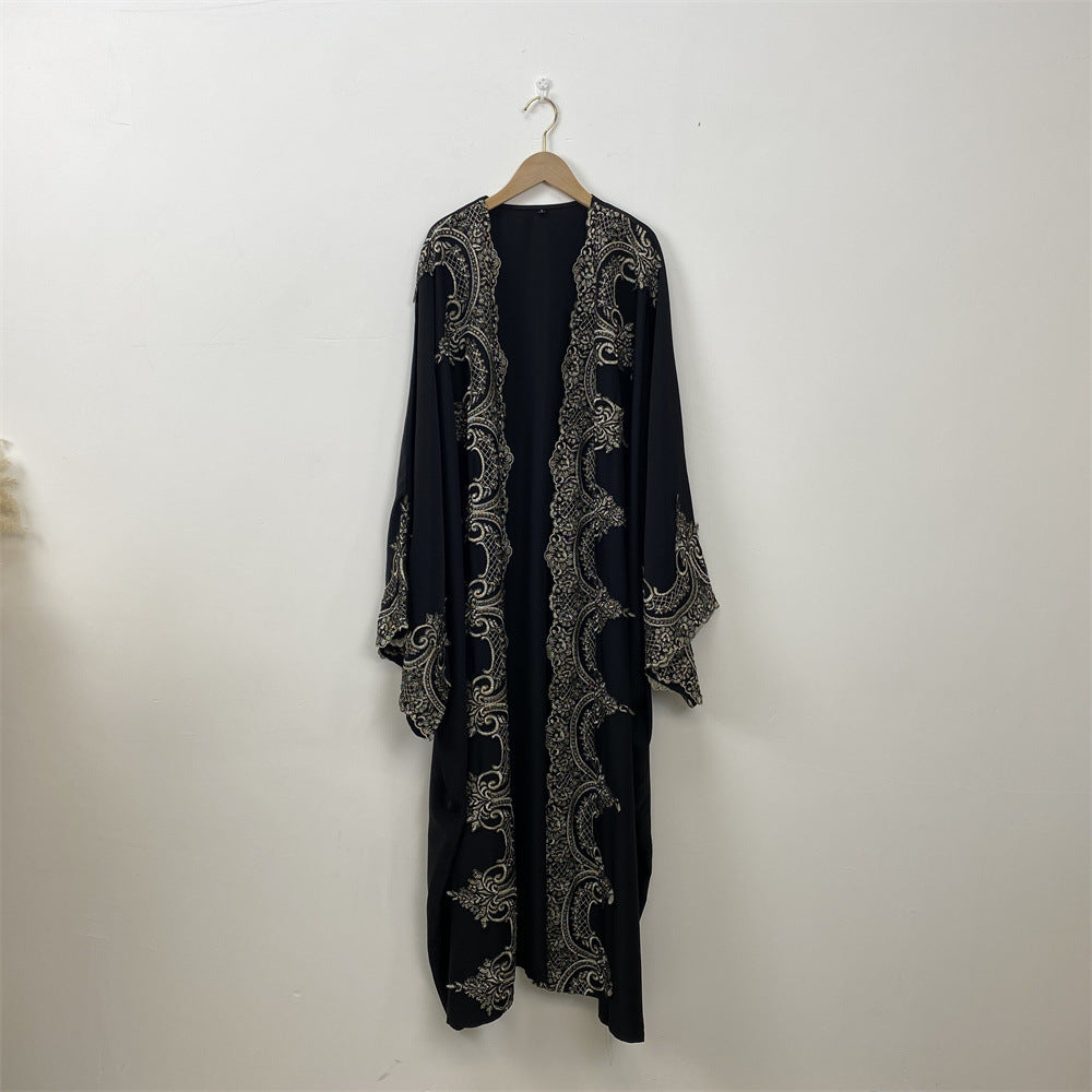 1417# Latest Ramadan Abaya For Women Muslim Fashion Luxury Silver Sequin Abaya