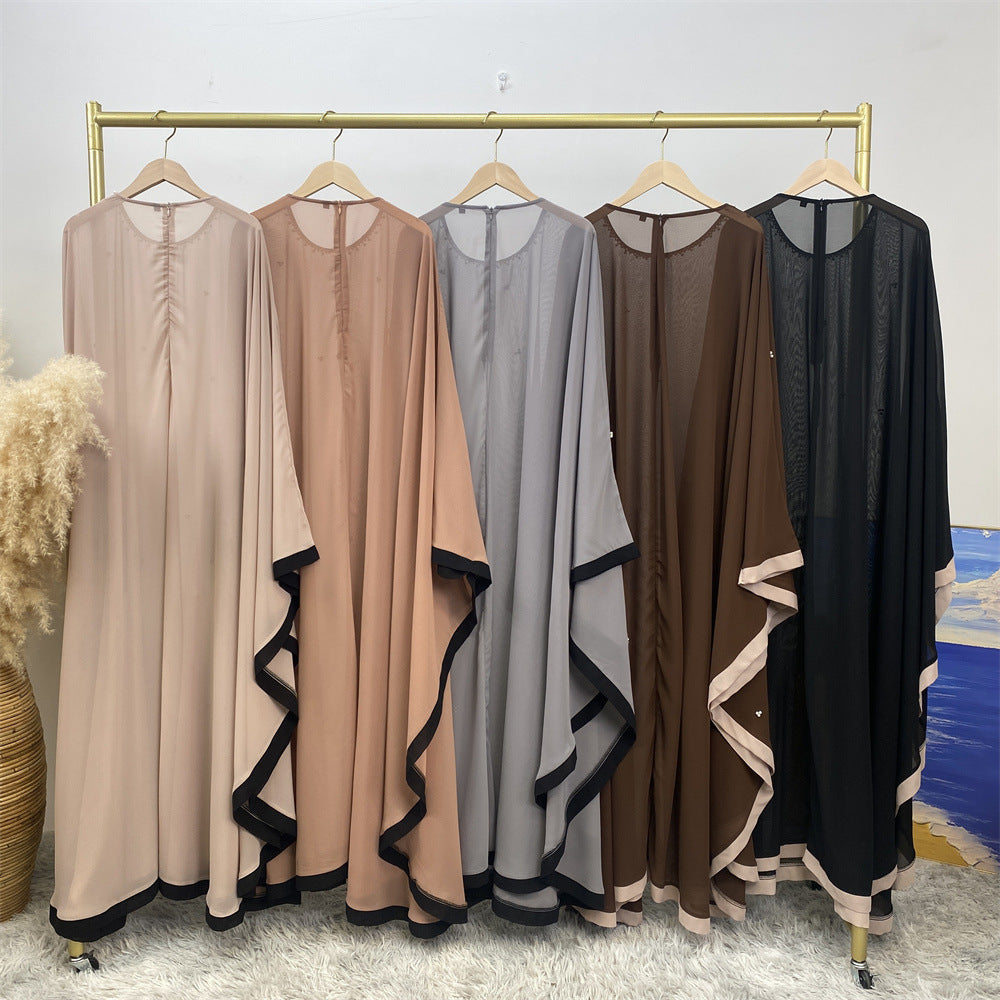 6763# 2024 chiffon adjustable waist abaya ramadan eid mubarak dubai kaftan abayas