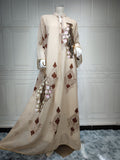 AB162# New burnt flower dress Muslim abaya morocco women's clothing