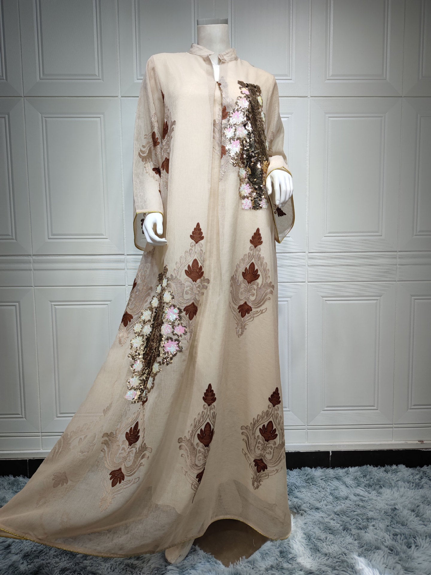 AB162# New burnt flower dress Muslim abaya morocco women's clothing