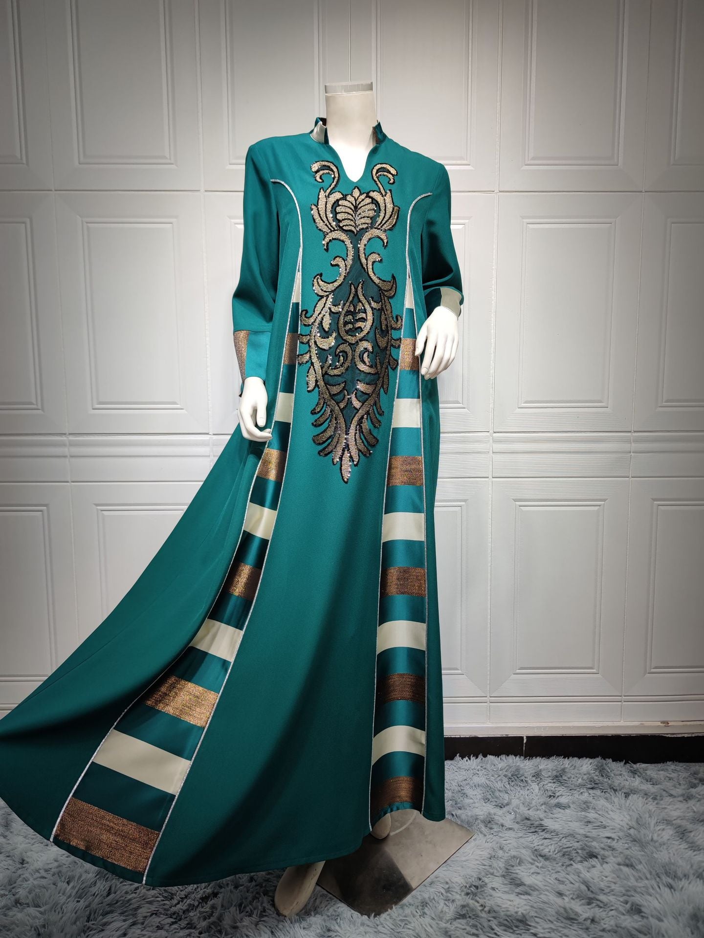 AB052# New burnt flower dress Muslim abaya women's clothing