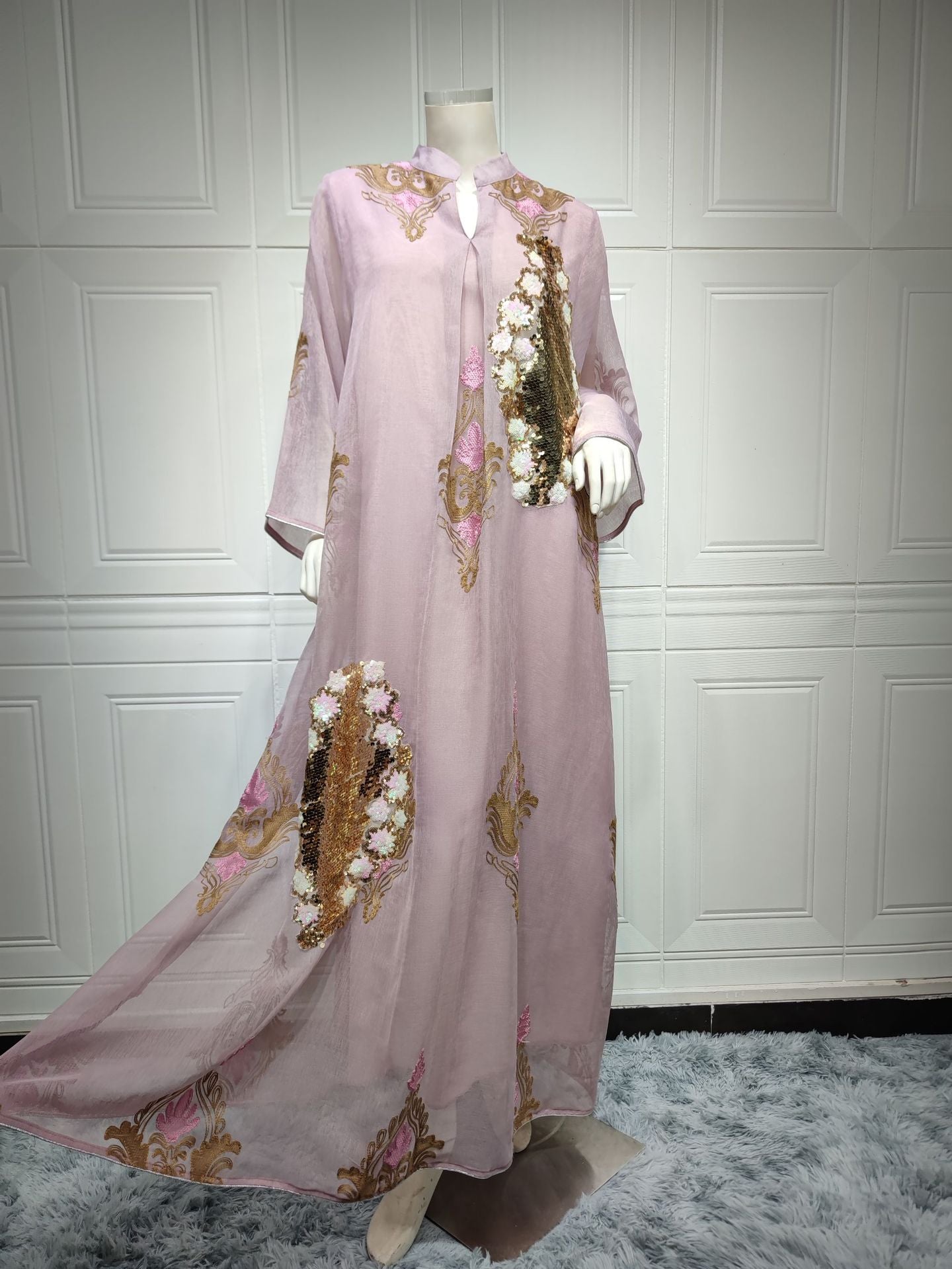 AB162# New burnt flower dress Muslim abaya morocco women's clothing