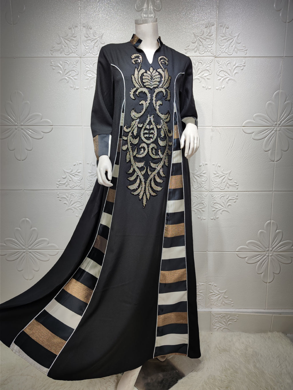 AB052# New burnt flower dress Muslim abaya women's clothing