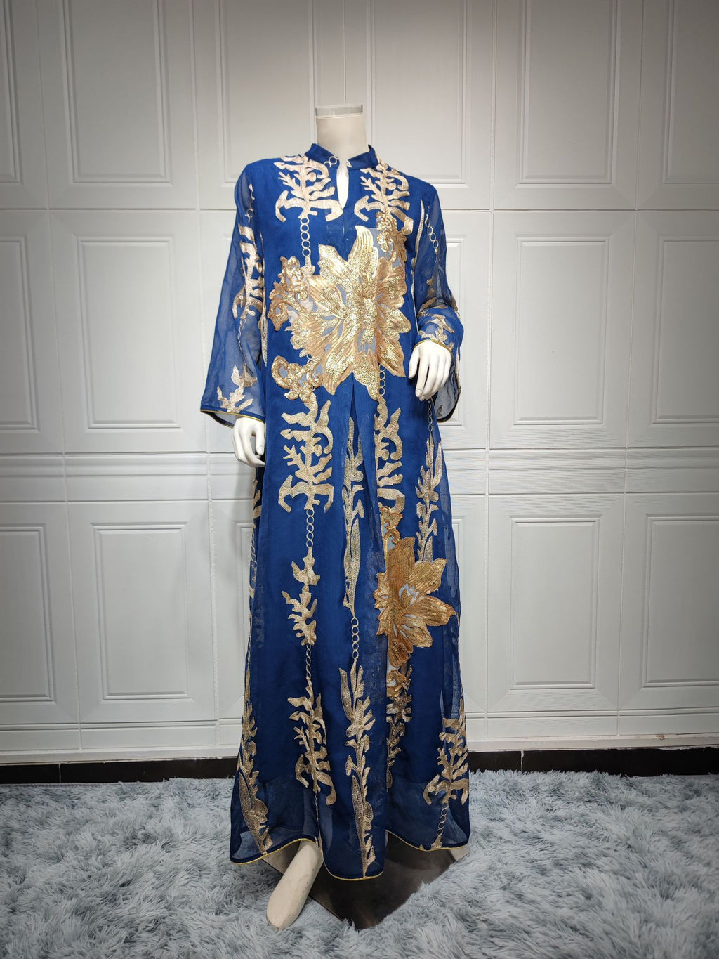 AB056# New burnt flower sequin dress light luxury ladies party dress Muslim abaya women's clothing