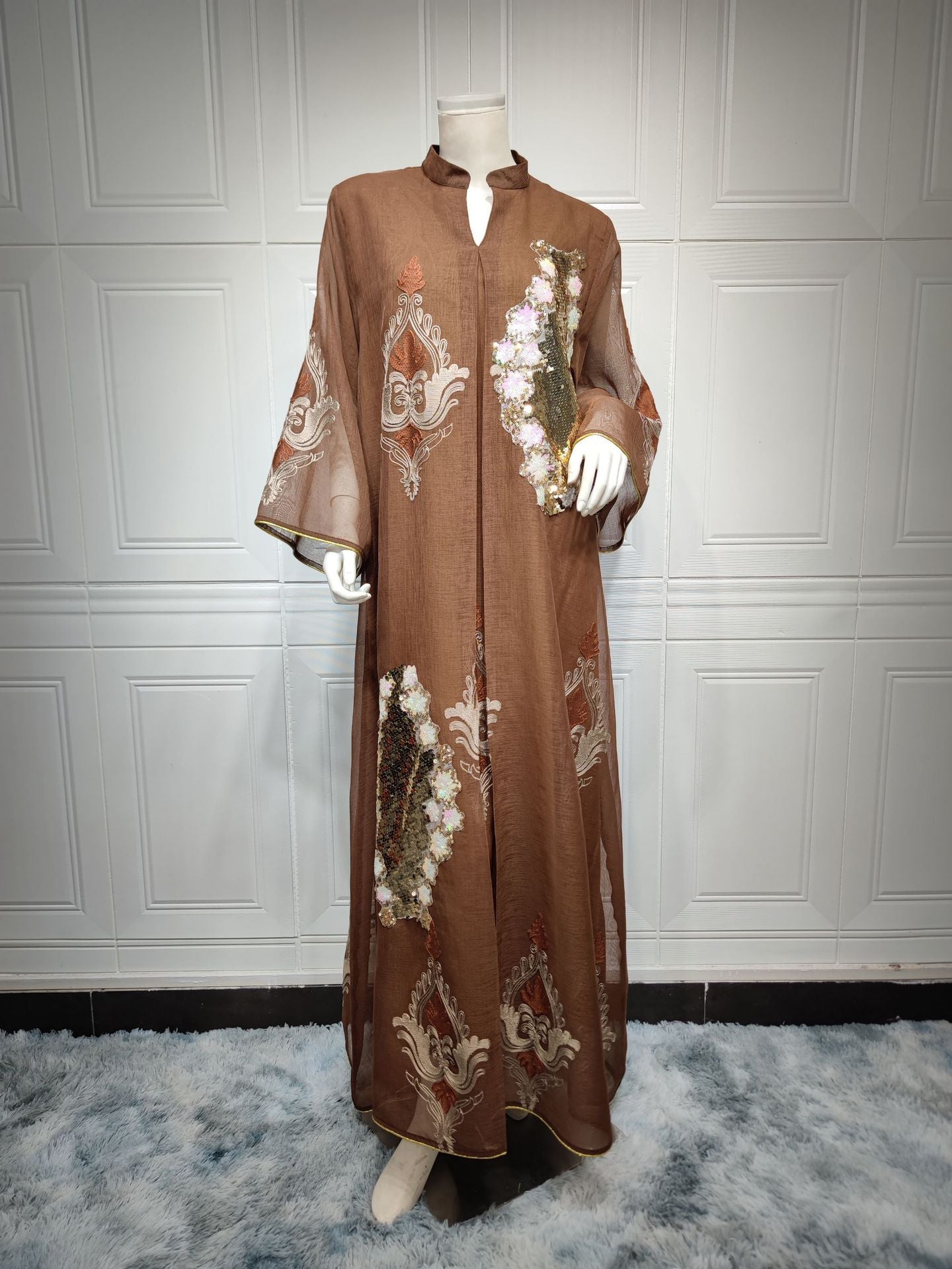 AB162# New burnt flower dress Muslim abaya morocco women's clothing