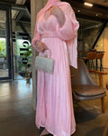 1013#4PCS Modesty hot selling shiny silky muslim islamic clothing abaya set with matching scarf
