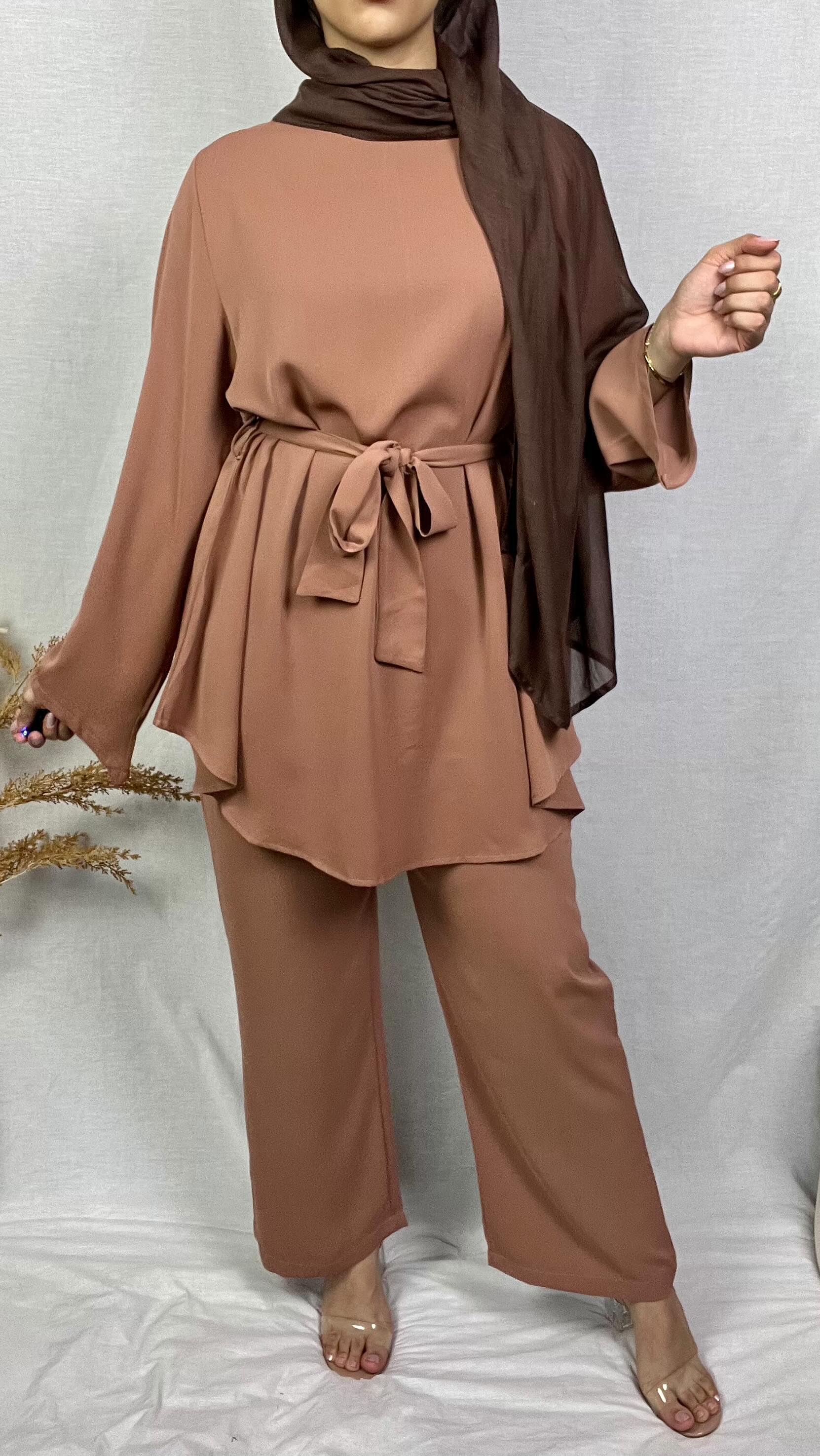 2272# Solid color popular office sets long sleeve blouse loose wide leg pant 2 pieces sets