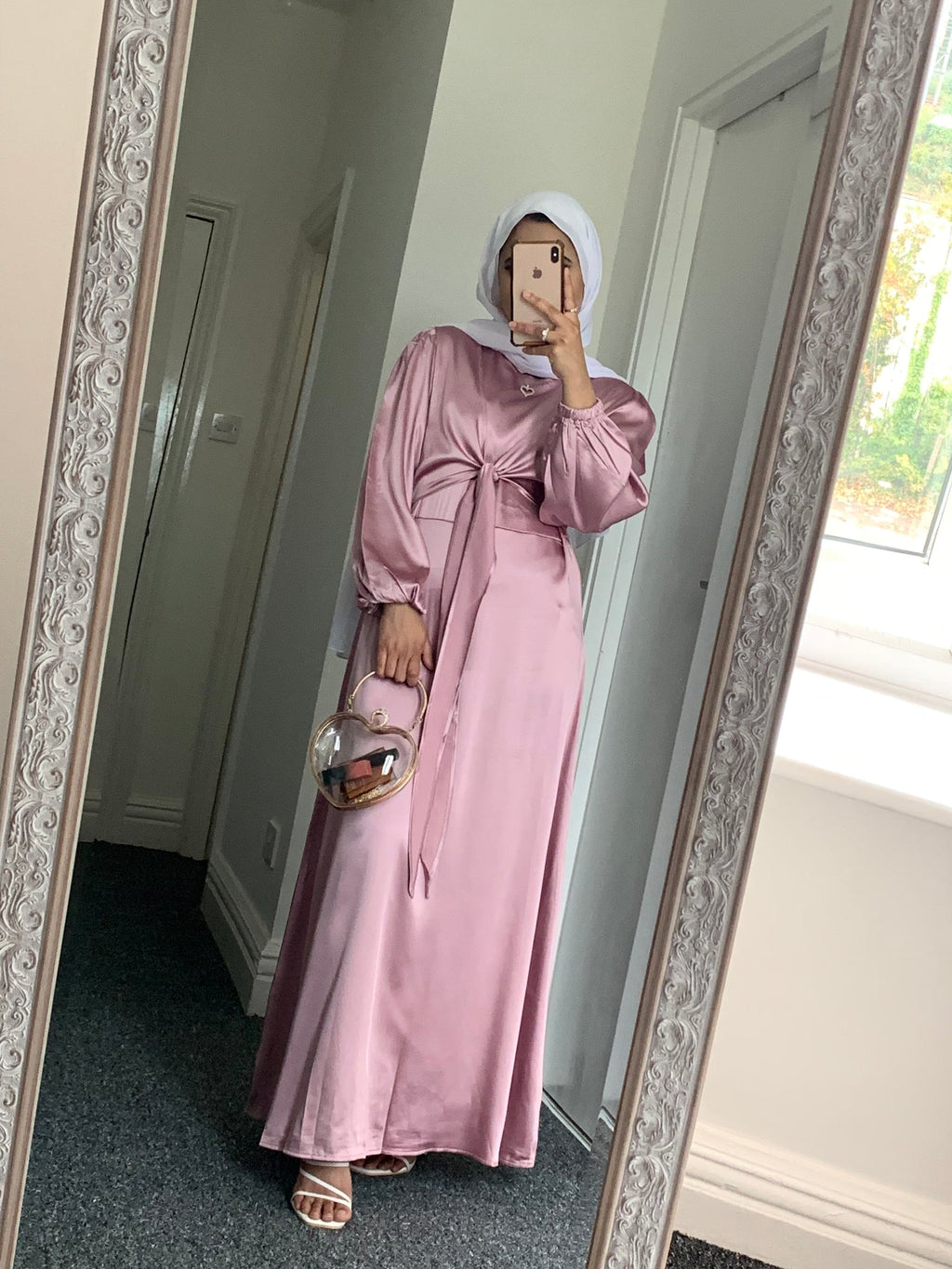 1433#Fancy women  muslim dresses long sleeves maxi satin dress abaya