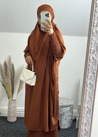 1459#Arabic Abaya Muslim Dresses dubai 2 piece set Nida Prayer Abaya