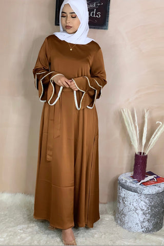 1220#Elegant Long Sleeves Long Dress Render Casual Muslin Women Dress