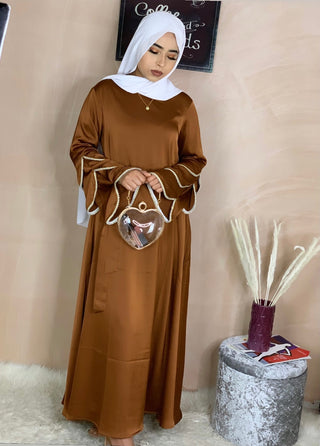 1220#Elegant Long Sleeves Long Dress Render Casual Muslin Women Dress