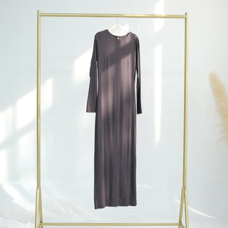 1933#2025 New Cotton Spandex Bodycon Inner Dress Abaya Women Muslim Dress Round Neck Long Sleeves Stretchy Women Dresses