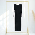 1933#2025 New Cotton Spandex Bodycon Inner Dress Abaya Women Muslim Dress Round Neck Long Sleeves Stretchy Women Dresses