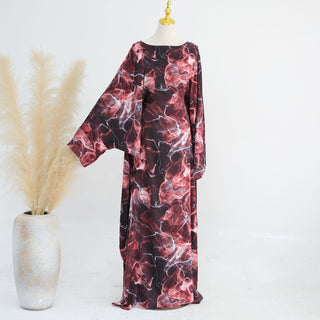 1967#New Fashion Ink Wash Printing Kaftan Abaya Closed Abaya Women Muslim Dress Islamic Clothing