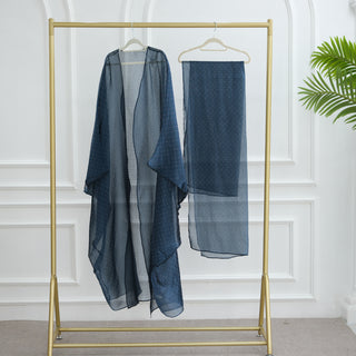 1026#2pc Set with Hijab Summer Kimono Open Kaftan Cardigan Modest Evening Party Dress Abaya