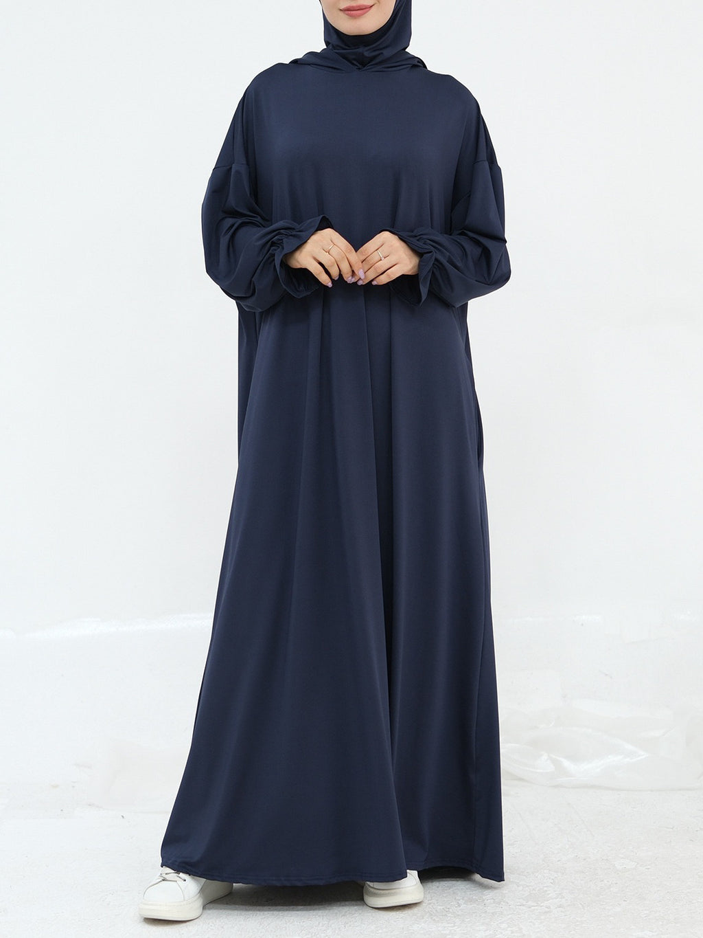1958# One Piece Jersey Prayer Hoodie Abaya Breathable Traditional Islamic Clothing for Women for Eid Ramadan Prayers