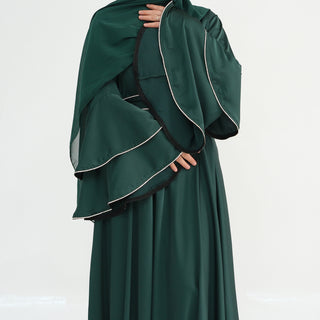1935#2025 Luxury Modest Women's Abaya Muslim Dresses High Quality Double Layered Bell Sleeves With Crystals for EID Ramadan