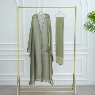 1026#2pc Set with Hijab Summer Kimono Open Kaftan Cardigan Modest Evening Party Dress Abaya