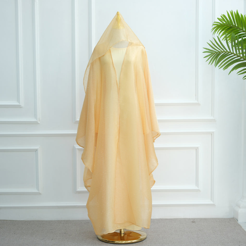 1026#2pc Set with Hijab Summer Kimono Open Kaftan Cardigan Modest Evening Party Dress Abaya