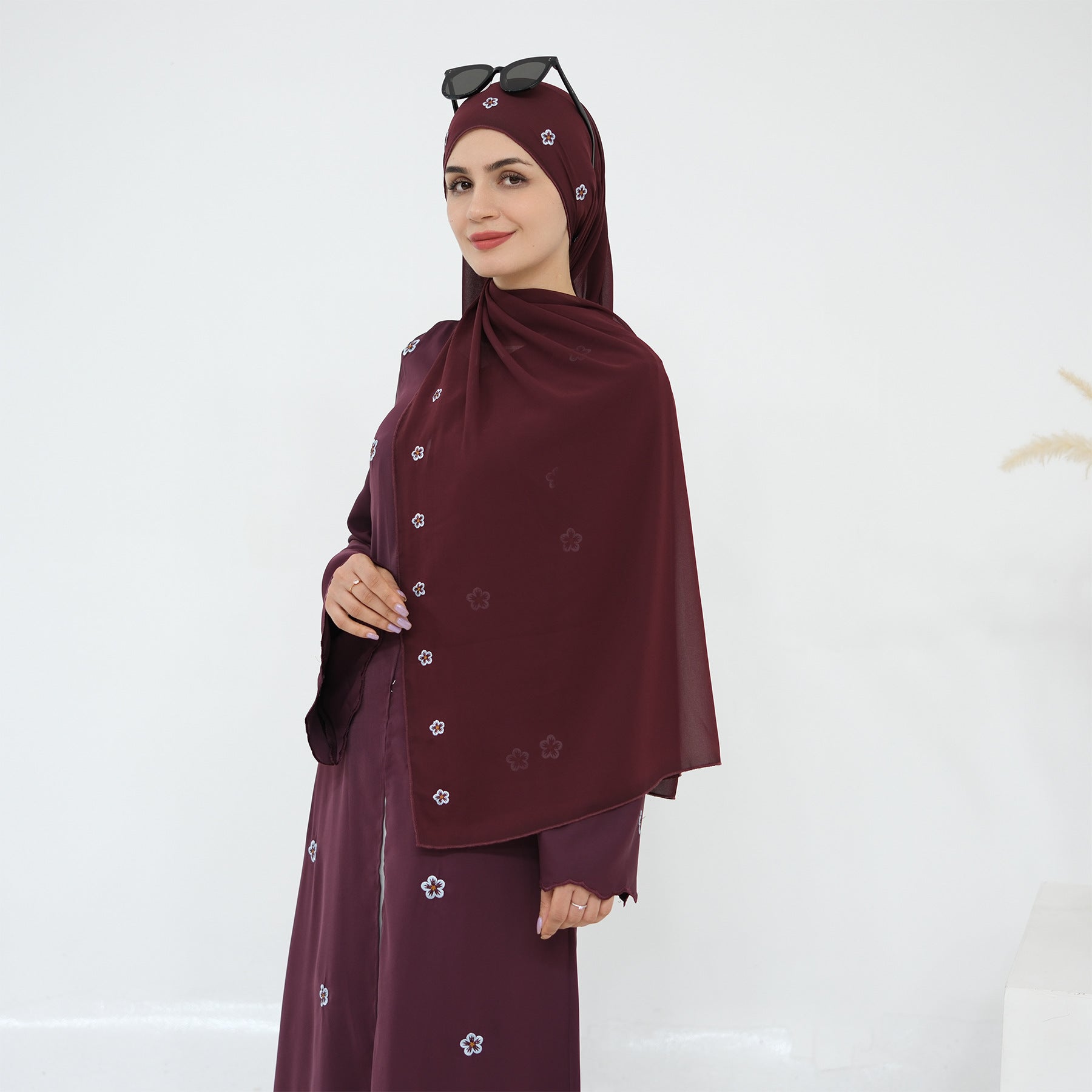 1027#Wholesale Clothing Embroidery Bowknot Cardigan Islamic Clothing