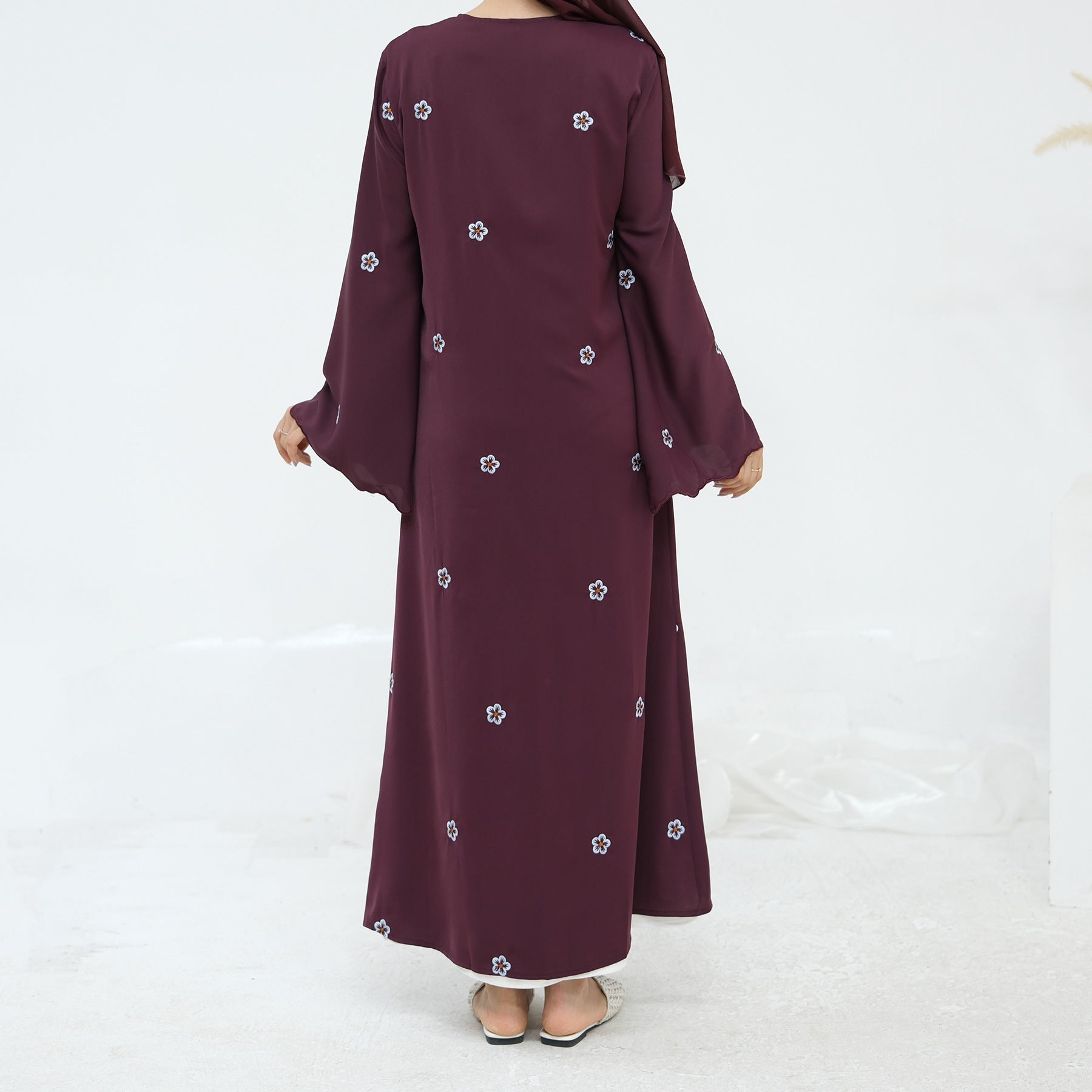 1027#Wholesale Clothing Embroidery Bowknot Cardigan Islamic Clothing
