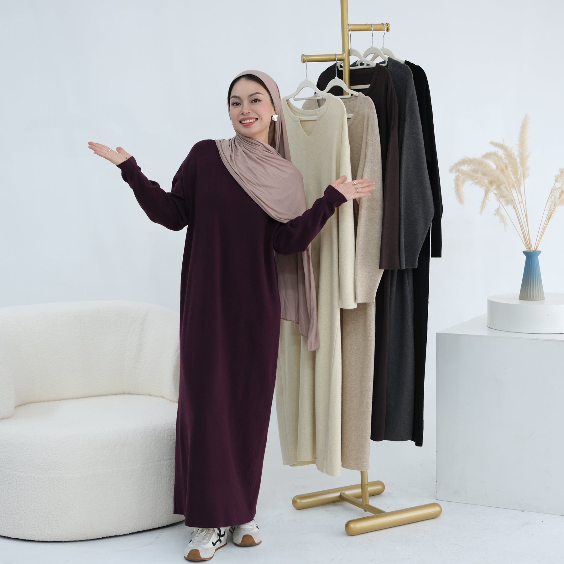 M011# Wholesale Winter Knit Fabric Abaya Spring/ Autumn Traditional Muslim Clothing Accessories