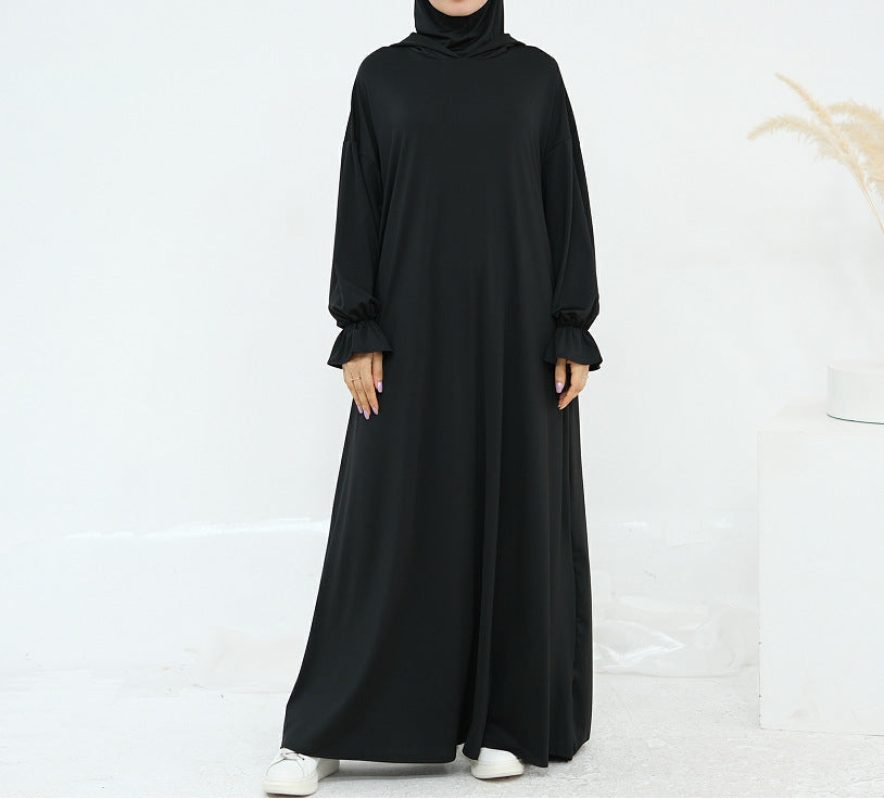 1958# One Piece Jersey Prayer Hoodie Abaya Breathable Traditional Islamic Clothing for Women for Eid Ramadan Prayers