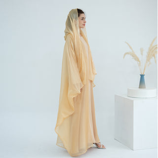 1026#2pc Set with Hijab Summer Kimono Open Kaftan Cardigan Modest Evening Party Dress Abaya