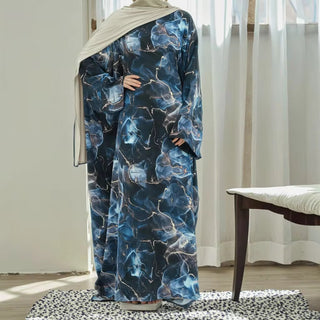 1967#New Fashion Ink Wash Printing Kaftan Abaya Closed Abaya Women Muslim Dress Islamic Clothing