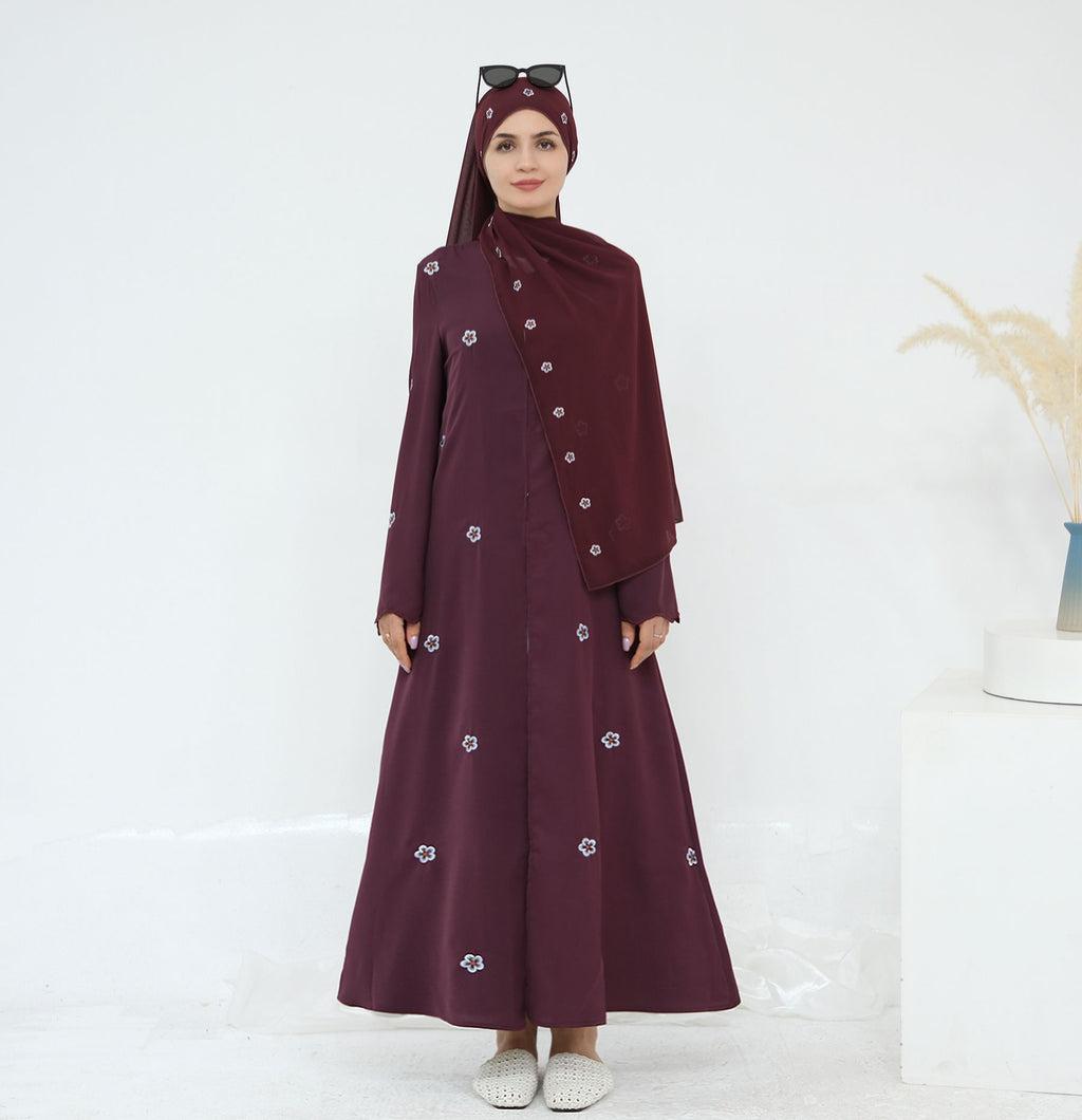 1027#Wholesale Clothing Embroidery Bowknot Cardigan Islamic Clothing