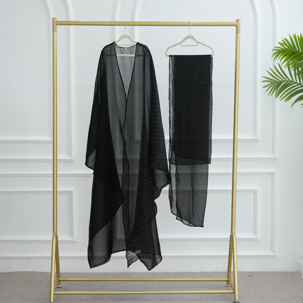 1026#2pc Set with Hijab Summer Kimono Open Kaftan Cardigan Modest Evening Party Dress Abaya