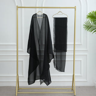 1026#2pc Set with Hijab Summer Kimono Open Kaftan Cardigan Modest Evening Party Dress Abaya
