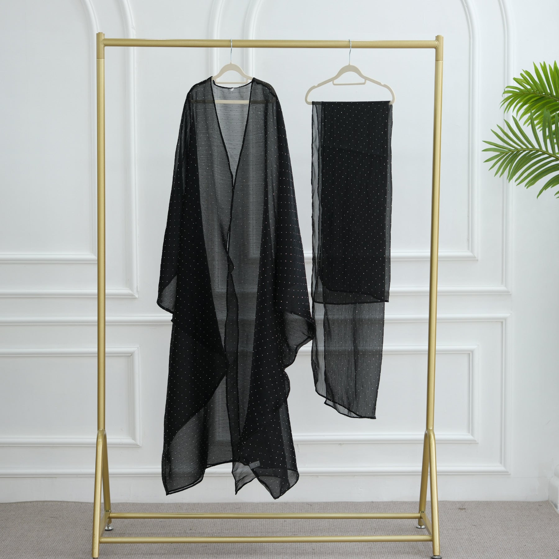 1026#2pc Set with Hijab Summer Kimono Open Kaftan Cardigan Modest Evening Party Dress Abaya