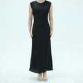 1996#2025 Women's Modest Sleeveless Satin Abaya Dress Basic Inner Slip Back Drawstring Belt Traditional Muslim Clothing