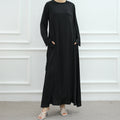 1065#2025 Islamic Clothing Modest Satin Closed Abaya Women Muslim Dress Long Sleeve Maxi Dress Inner Women's Dresses