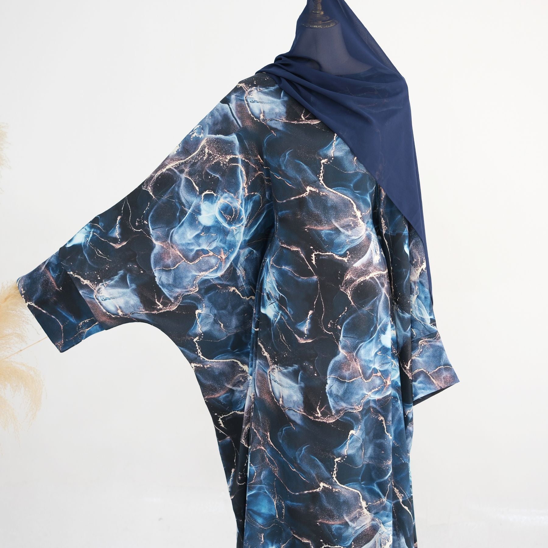 1967#New Fashion Ink Wash Printing Kaftan Abaya Closed Abaya Women Muslim Dress Islamic Clothing