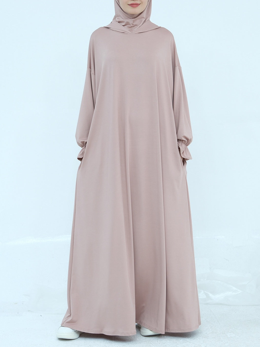 1958# One Piece Jersey Prayer Hoodie Abaya Breathable Traditional Islamic Clothing for Women for Eid Ramadan Prayers