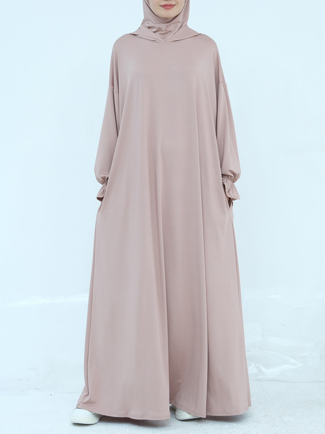1958# One Piece Jersey Prayer Hoodie Abaya Breathable Traditional Islamic Clothing for Women for Eid Ramadan Prayers