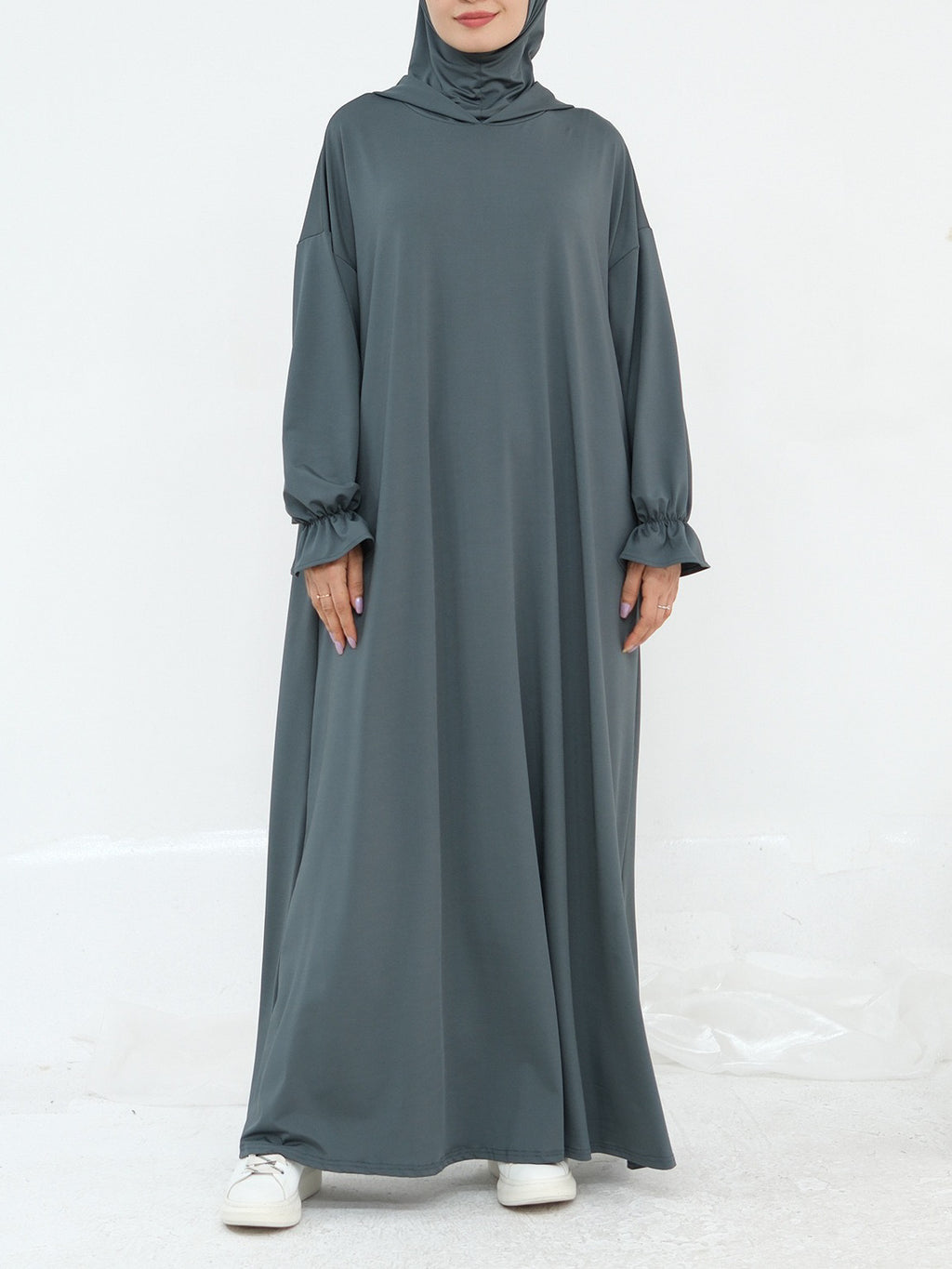 1958# One Piece Jersey Prayer Hoodie Abaya Breathable Traditional Islamic Clothing for Women for Eid Ramadan Prayers