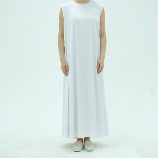 1996#2025 Women's Modest Sleeveless Satin Abaya Dress Basic Inner Slip Back Drawstring Belt Traditional Muslim Clothing