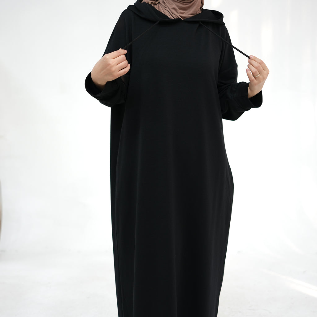 1921#New Hoodie Abaya Daily Wear Sweatshirt Abaya Casual Dresses Plain Loose Women Abaya