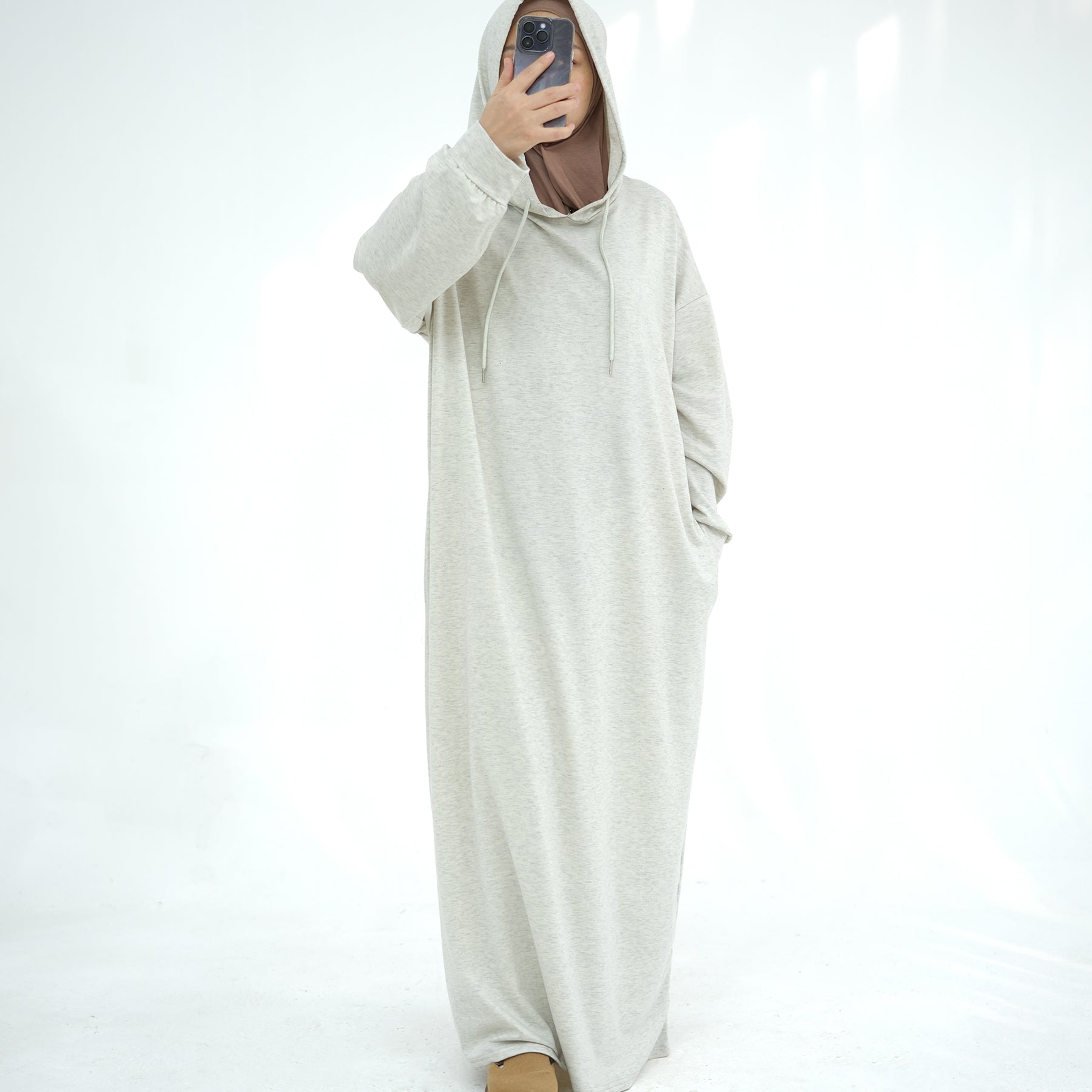 1921#New Hoodie Abaya Daily Wear Sweatshirt Abaya Casual Dresses Plain Loose Women Abaya
