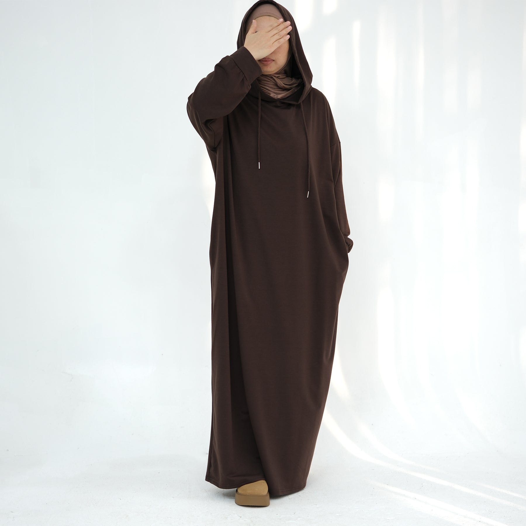 1921#New Hoodie Abaya Daily Wear Sweatshirt Abaya Casual Dresses Plain Loose Women Abaya