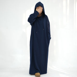 1921#New Hoodie Abaya Daily Wear Sweatshirt Abaya Casual Dresses Plain Loose Women Abaya