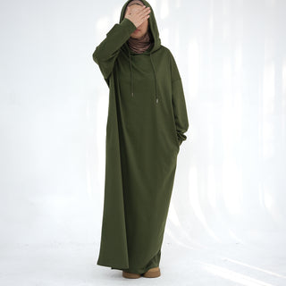 1921#New Hoodie Abaya Daily Wear Sweatshirt Abaya Casual Dresses Plain Loose Women Abaya