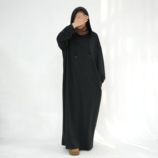 1921#New Hoodie Abaya Daily Wear Sweatshirt Abaya Casual Dresses Plain Loose Women Abaya