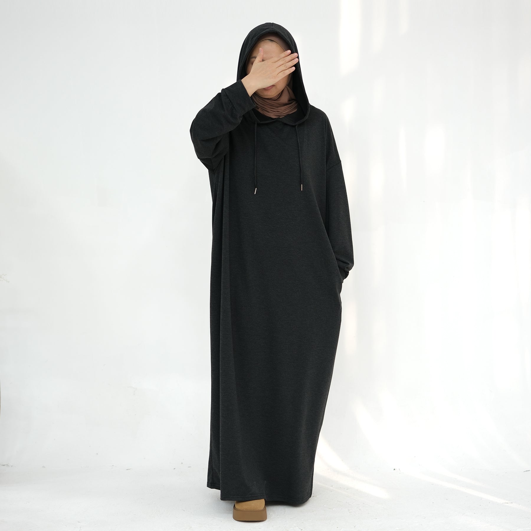 1921#New Hoodie Abaya Daily Wear Sweatshirt Abaya Casual Dresses Plain Loose Women Abaya