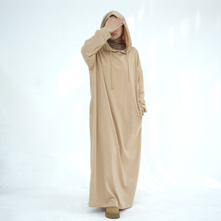 1921#New Hoodie Abaya Daily Wear Sweatshirt Abaya Casual Dresses Plain Loose Women Abaya